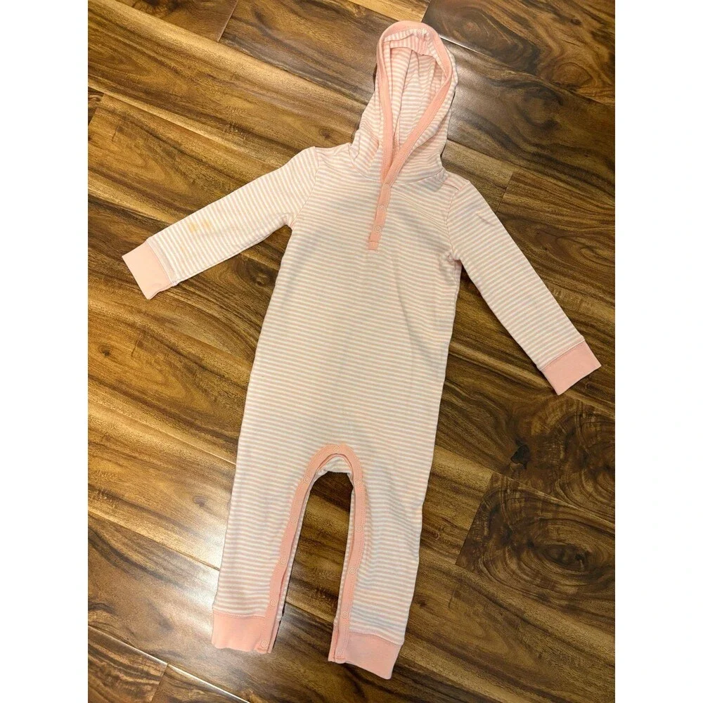 Primary Striped Hooded Rompers, size 18-24 months